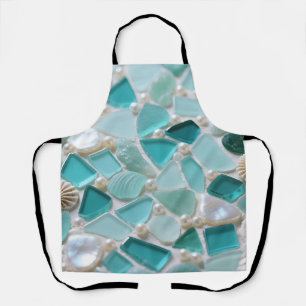 Tablier Mosaïque de verre de mer Turquoise Charme côtier