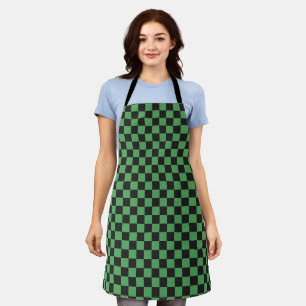 Tablier motif à carreaux damier vert échecs bl
