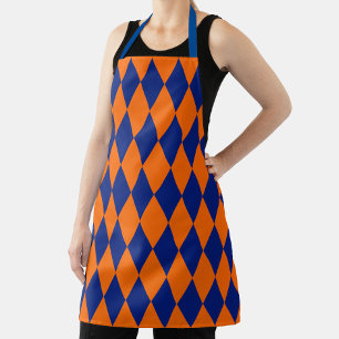 Tablier Motif à carreaux Harlequin orange et bleu