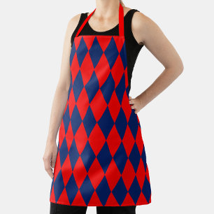 Tablier Motif à carreaux Harlequin rouge et bleu