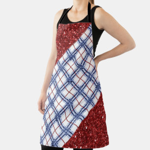 TABLIER MOTIF À CARREAUX PATRIOTIQUE ROUGE BLANC BLEU