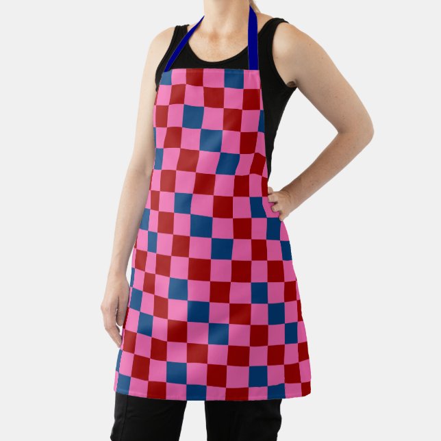 Tablier Motif à carreaux rouge rose bleu  (Insitu)