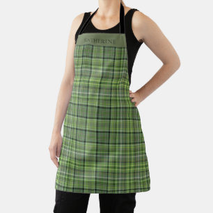 Tablier Motif à carreaux vert foncé personnalisable