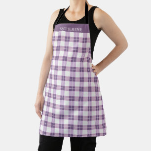 Tablier Motif à carreaux violet pourpre blanc personnalisa