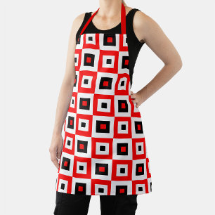 Tablier Motif à carrés à carreaux rouges noirs et blancs