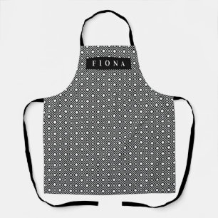 Tablier motif à diamant noir et blanc élégant barbecue per