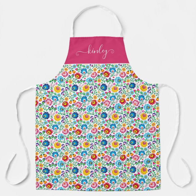 Tablier Motif à fleurs d'art populaire 2 (Recto)