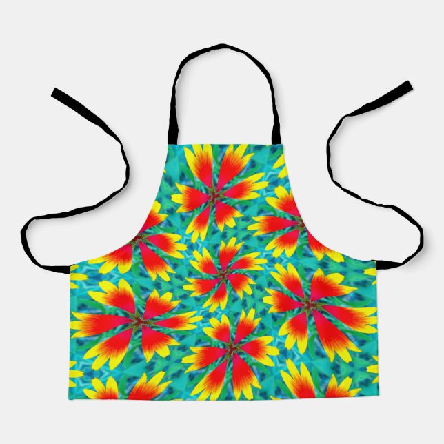 Tablier Motif à fleurs orange jaune (Recto)