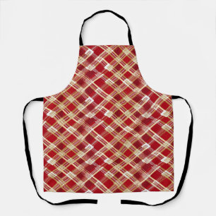 Tablier Motif à plis blanc et rouge diagonale moderne