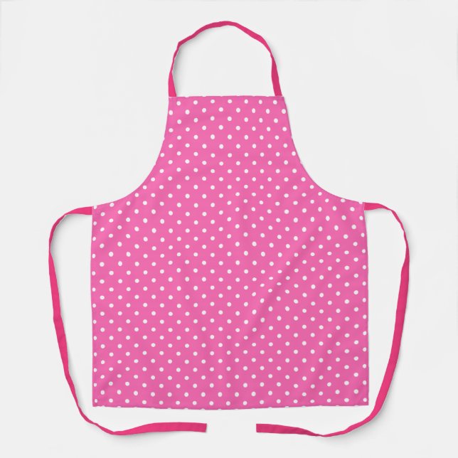 Tablier Motif à points de polka rose chaud et blanc (Recto)