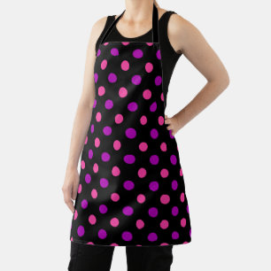 Tablier Motif à pois rose violet noir 