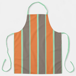 Tablier Motif à rayures vert, gris et orange