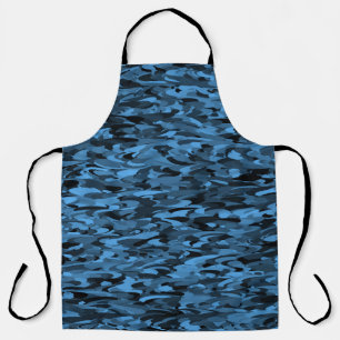 Tablier Motif Abstrait Bleu Noir