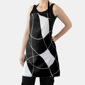 Tablier Motif abstrait noir et blanc élégant moderne
