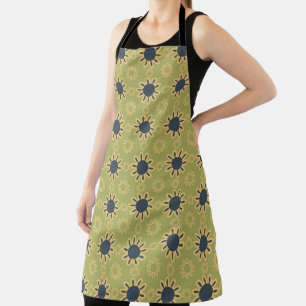 Tablier Motif Abstrait noir et jaune rétro