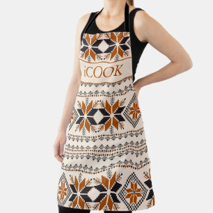 Tablier motif amérindien Brown et beige