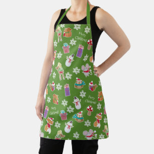 Tablier Motif animal de bois vert Joyeux Noël