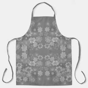 Tablier Motif aquarelle floral rétro noir blanc gris
