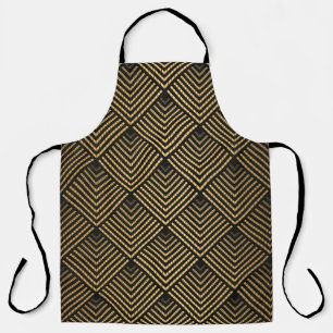 Tablier Motif Art déco. Simples grappes noir et or