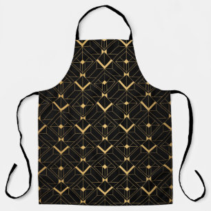 Tablier Motif Art déco. Simples grappes noir et or