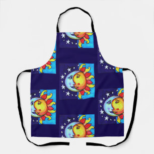 Tablier Motif artistique céleste Soleil Lune années 90