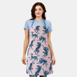 Tablier Motif asiatique de tigre bleu