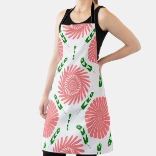 Tablier motif aux fleurs roses