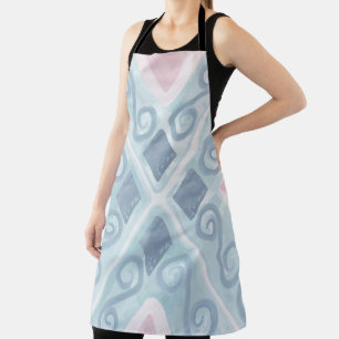 Tablier motif bleu en forme de diamant