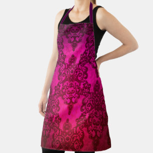 Tablier Motif Bohème Damassé Rose Profond Vibrant en Distr