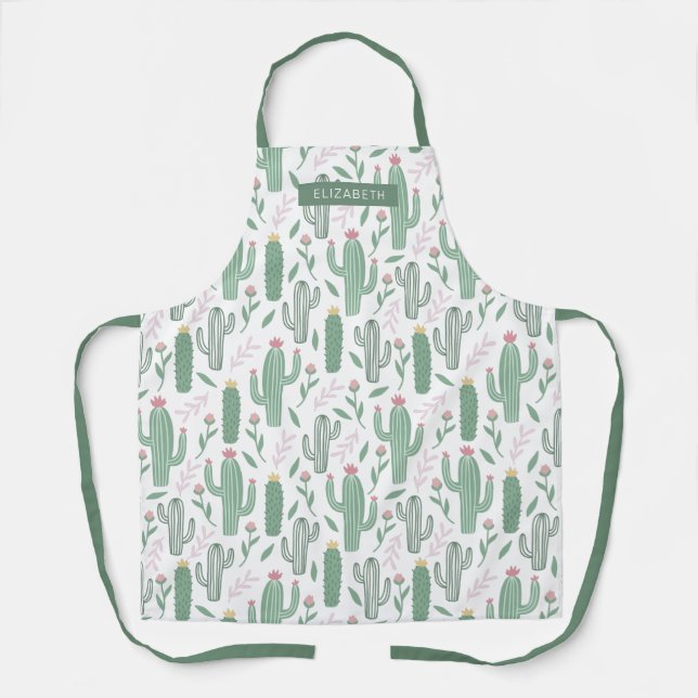 Tablier motif botanique de Cactus personnalisé (Recto)