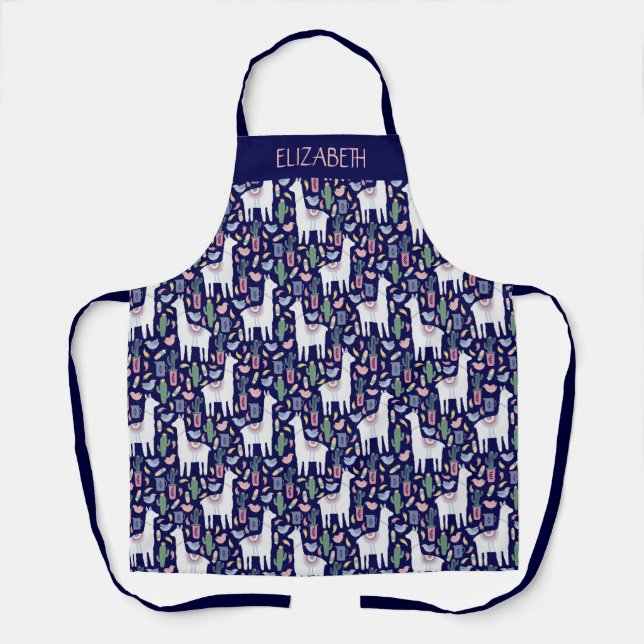 Tablier Motif botanique de Cute Llama Whimsical (Recto)