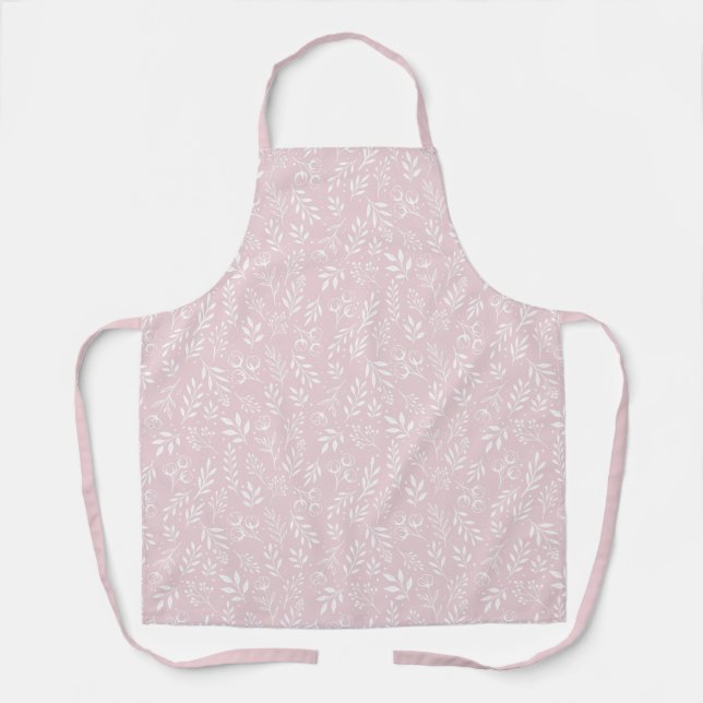 Tablier Motif botanique rose clair - Apron (Recto)