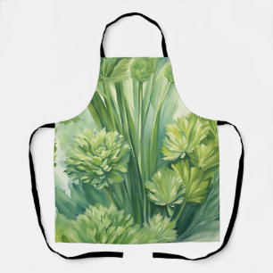 Tablier Motif botanique vert de céleri luxuriant