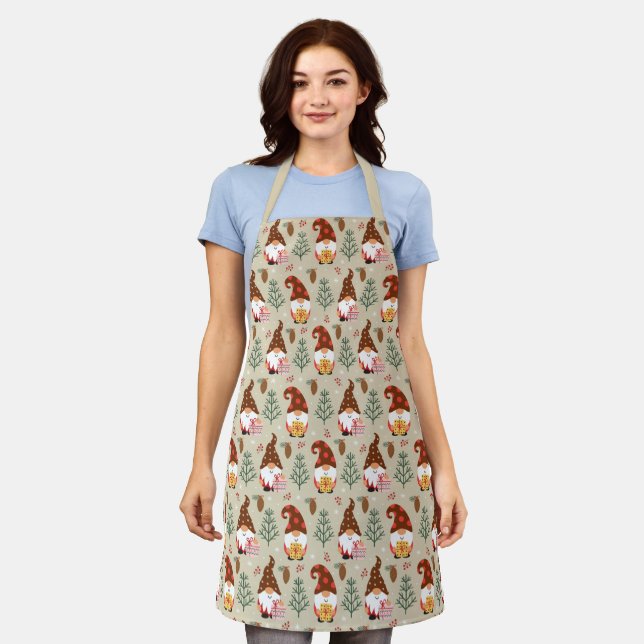 Tablier Motif cadeau Noël Gnomes (Porté)