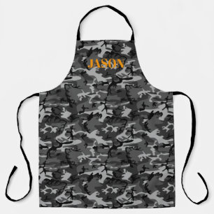 Tablier Motif camouflage gris noir personnalisé
