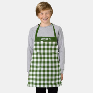Tablier Motif carreau de bœuf blanc vert rustique personna