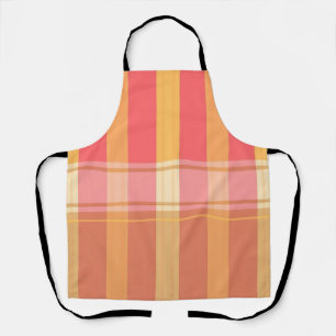 Tablier Motif carreaux et rayures rose marron chaud