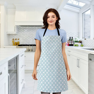 Tablier Motif carreaux fleur bleue
