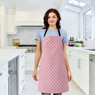 Tablier Motif carreaux fleur rose