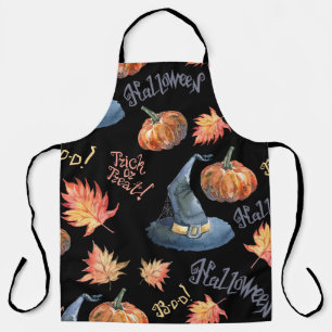 Tablier Motif Casquette de sorcière Citrouille d'Halloween