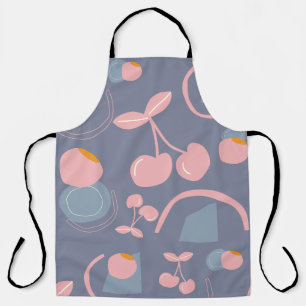 Tablier motif cerise fond gris