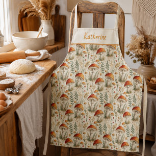 Tablier Motif champêtre bohème aux champignons