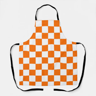 Tablier Motif chèque À damiers blanc orange