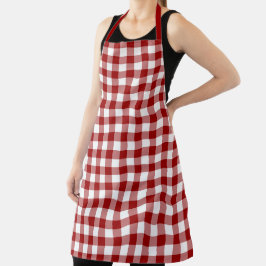 Tablier Motif chèque En vichy blanc rouge classique