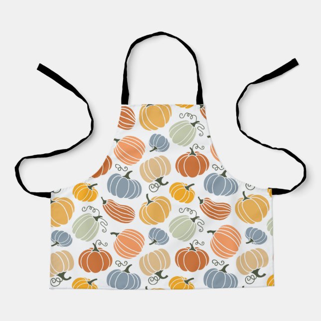 Tablier Motif Citrouille d'automne coloré (Recto)