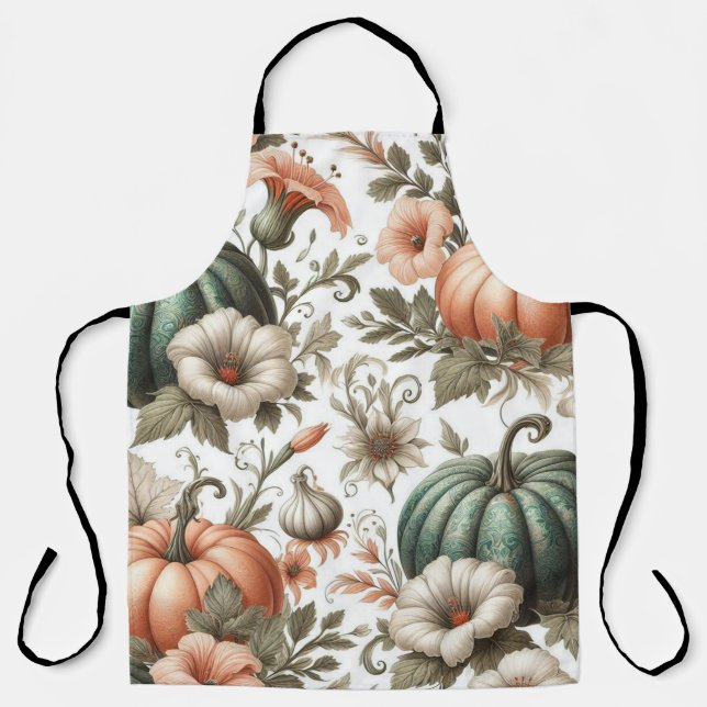 Tablier Motif citrouille floral (Recto)