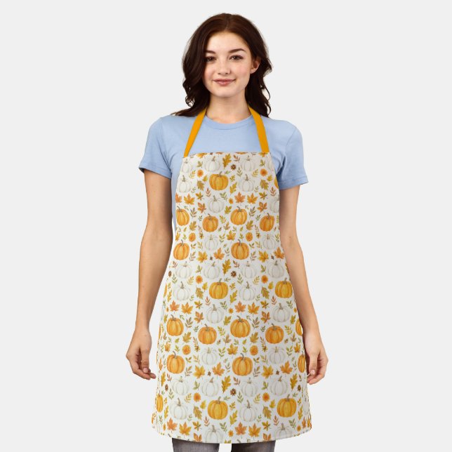 Tablier Motif Citrouille mignon | Thanksgiving (Porté)