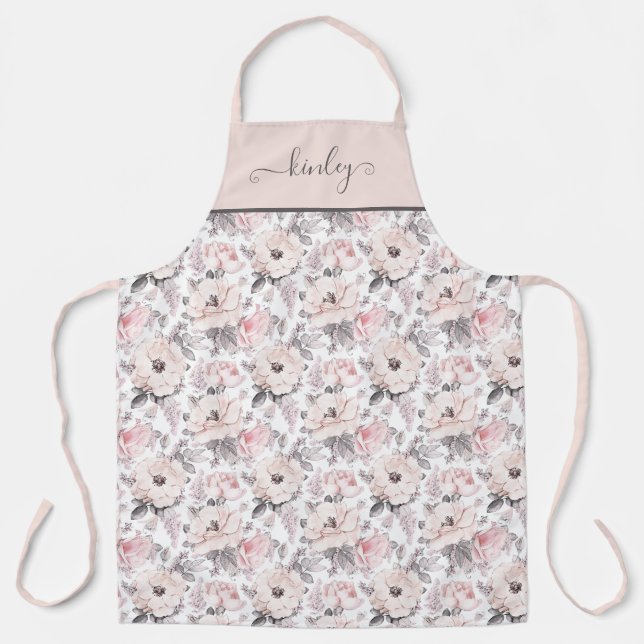 Tablier Motif classique rose et gris (Recto)