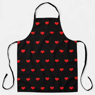 Tablier Motif Cœur Rouge Noir Moderne Mignon Élégant Cadea