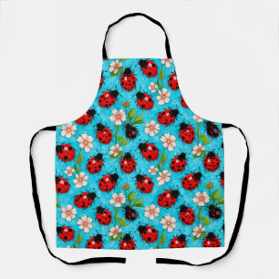 Tablier Motif coloré Ladybug avec fleurs